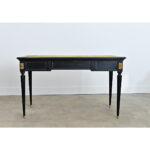French 19th Century Louis XVI Style Ebonized Desk with Leather Top