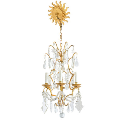 French Vintage Gilt Bronze Chandelier in the Style of Maison Baguès