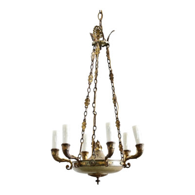 French 19th Century Empire Gilt Bronze & Tôle Chandelier