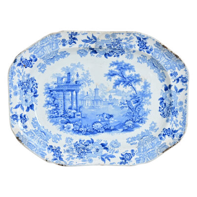 English 19th Century Blue & White Porcelain Platter