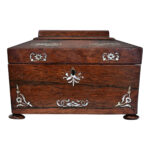 English 19th Century Rosewood and Mother of Pearl Tea Caddy