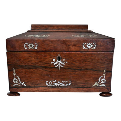 English 19th Century Rosewood and Mother of Pearl Tea Caddy
