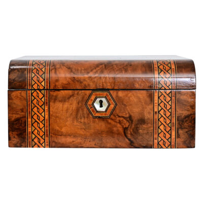 English 19th Century Burl Marquetry and Inlay Writing Box