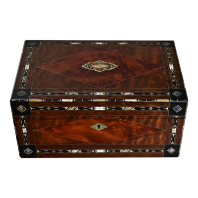 English 19th Century Marquetry and Inlay Jewelry Box