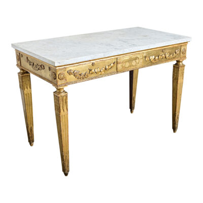 Italian 18th Century Giltwood Console with Original Marble Top