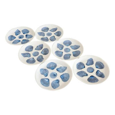 French Vintage Mid-Century Set of Six Oyster Plates