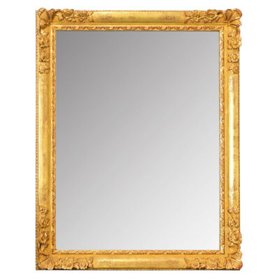 French 19th Century Floral Gold Gilt Mirror