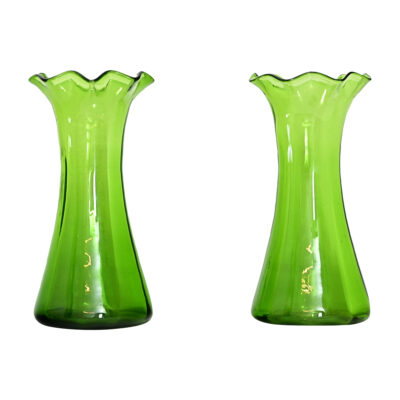 English 19th Century Pair of Large Green Bulb Vases
