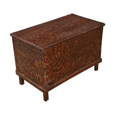 Swedish 19th Century Faux Bois Petite Painted Trunk