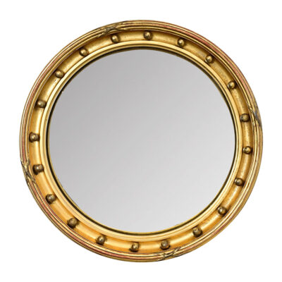 English 19th Century Giltwood Convex Bullseye Mirror