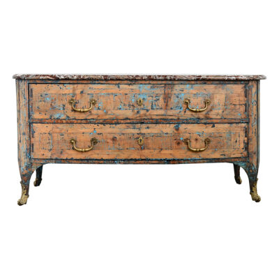 French 18th Century Commode with Original Paint and Marble Top
