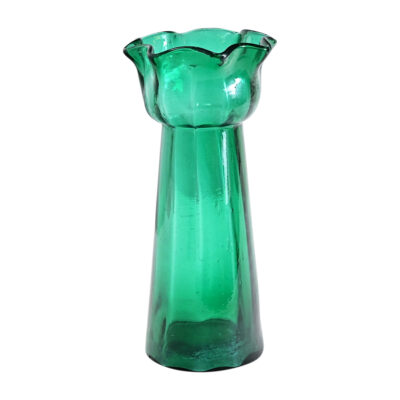 English 19th Century Petrol Blue Glass Hyacinth Vase
