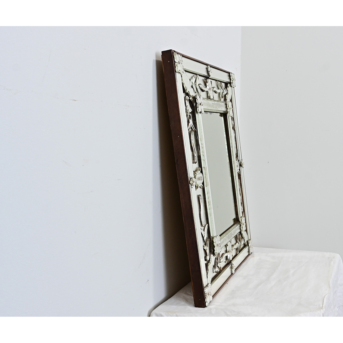 Vintage Italian Venetian Style Mirror in Wood Frame - Fireside