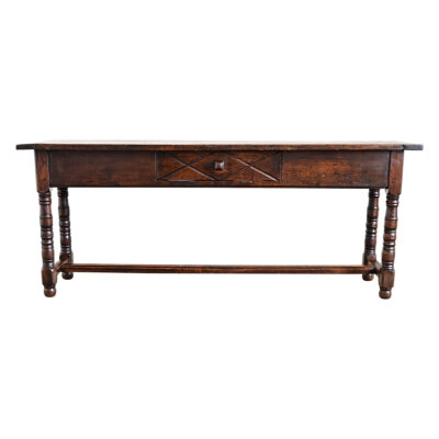 French 19th Century Oak Server with Turned Legs