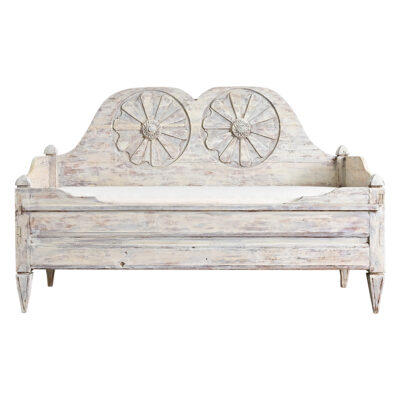 Swedish Gustavian 18th Century Painted Pine Settee with Storage